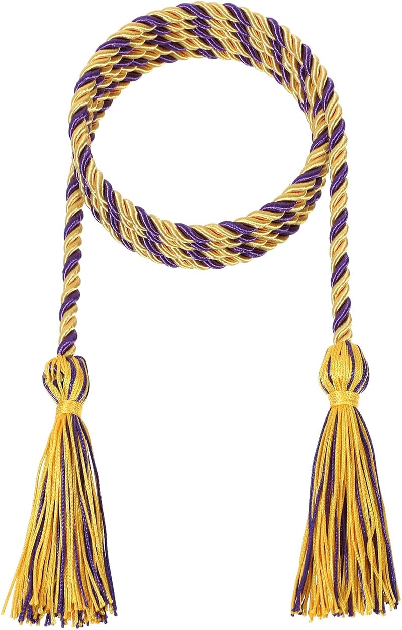 D DODOU 10 Pieces Graduation Cords Polyester Graduation Honor Braided Cords with Sewing Tassels for Bachelor, Master, Doctor 68" Long (Gold Purple) - Image 2